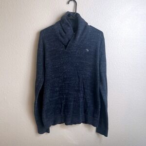 Abercrombie & Fitch Sweater Men L Gray Moose Wool Blend Cowl‎ Neck Y2K Preppy